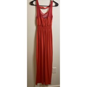 Paper Doll Orange Maxi Dress Womens S‎ Boho Grecian Sleeveless